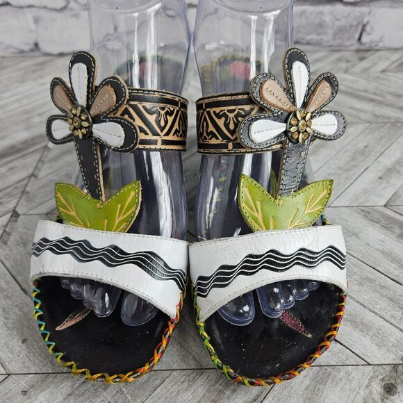 Elite By Corkys Flower Colorful Woven Strap Wedge Heel Sandals Womens 7 - Picture 2 of 16